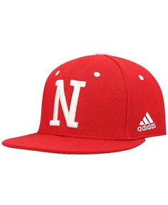 Мужская облегающая бейсболка Scarlet Nebraska Huskers On-Field Team adidas