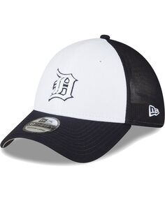 Мужская темно-синяя, белая кепка Detroit Tigers 2023, тренировка на поле 39THIRTY Flex Hat New Era