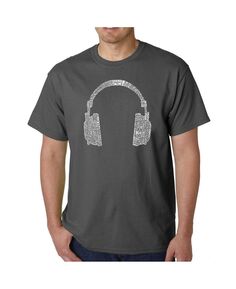 Мужская футболка Word Art - Наушники - 63 жанра музыки LA Pop Art