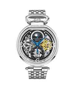 Мужские часы Legacy, серебристая нержавеющая сталь, двухцветный циферблат, круглые часы 45 мм Stuhrling