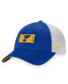 Мужская фирменная сине-белая кепка St. Louis Blues Authentic Pro Rink Trucker Snapback Fanatics