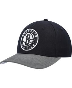 Мужская черно-серая кепка Brooklyn Nets MVP Team Two-Tone 2.0 с эластичной спинкой Mitchell &amp; Ness