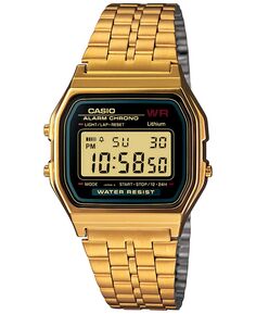 Мужские цифровые винтажные золотистые часы-браслет из нержавеющей стали 39x39 мм A159WGEA-1MV Casio