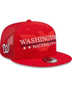 Мужская красная бейсболка Washington Nationals Patriot Trucker 9FIFTY Snapback New Era