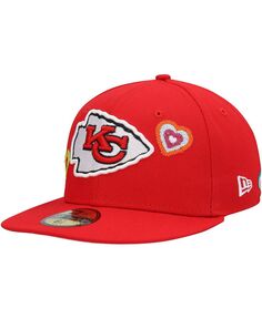 Мужская красная приталенная шляпа Kansas City Chiefs Chain Stitch Heart 59Fifty New Era