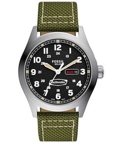 Мужские часы Defender Solar Green с нейлоновым ремешком, 46 мм Fossil