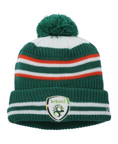 Мужская зеленая вязаная шапка с манжетами и помпоном из флиса сборной Ирландии New Era