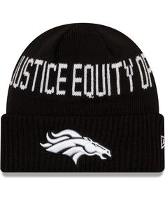 Мужская черная вязаная шапка с манжетами Denver Broncos Team Social Justice New Era