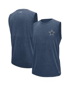 Мужская темно-синяя футболка без рукавов Dallas Cowboys Warmup Tri-Blend MSX by Michael Strahan