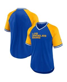 Мужская фирменная футболка Royal Los Angeles Rams Second Wind реглан с v-образным вырезом Fanatics