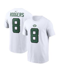 Мужская белая футболка с именем и номером игрока Aaron Rodgers New York Jets Nike