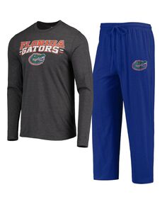 Мужской комплект для сна из футболки с длинными рукавами и брюк с длинными рукавами цвета «Флорида Gators Meter» Concepts Sport