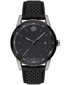 Мужские часы Swiss Museum Sport с черным кожаным ремешком, 42 мм Movado