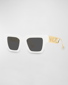 Крупногабаритные квадратные солнцезащитные очки из ацетата с логотипом Versace