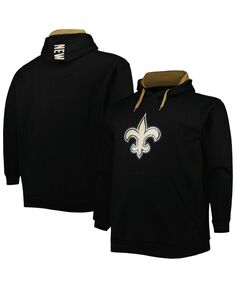 Мужской черный пуловер с капюшоном и логотипом New Orleans Saints Big and Tall Profile