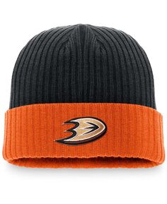 Мужская черная вязаная шапка с манжетами и логотипом Anaheim Ducks Core Primary Fanatics