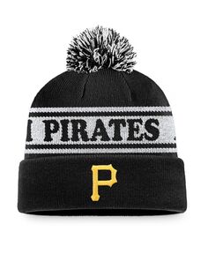 Мужская черно-белая вязаная шапка с манжетами и помпоном Pittsburgh Pirates Sport Resort Fanatics