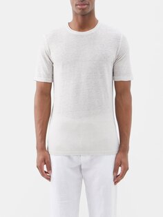 Льняная футболка с круглым вырезом 120% Lino, серый