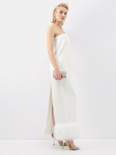 Атласное платье без бретелек blaise с отделкой перьями 16Arlington, белый