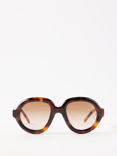 Солнцезащитные очки округлой формы из ацетата черепаховой расцветки LOEWE, коричневый