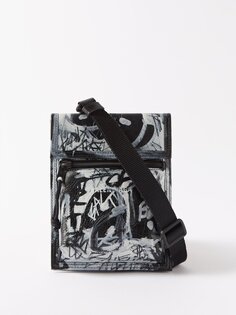 Кожаная сумка explorer с принтом граффити Balenciaga, черный
