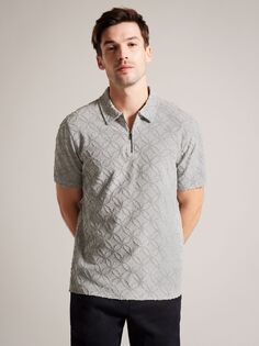 Рубашка-поло с фактурной текстурой Ted Baker Maroc, серый меланж