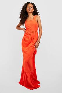 Ярусное платье макси с открытой спиной Boohoo, оранжевый