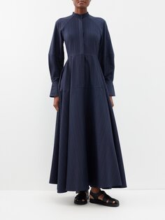 Платье-рубашка макси tranquility с узором «елочка» Palmer//Harding, синий