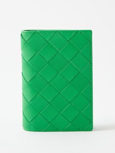Складной кошелек из кожи intrecciato Bottega Veneta, зеленый