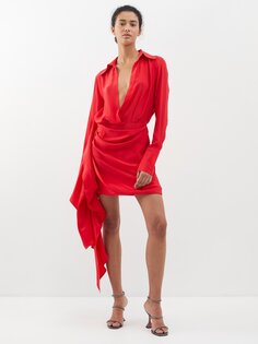 Шелковое платье-рубашка gravia с v-образным вырезом GAUGE81, красный