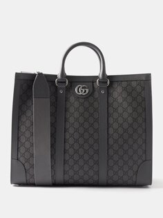 Сумка через плечо ophidia gg-supreme с кожаной отделкой Gucci, черный