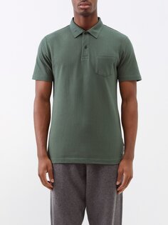 Рубашка-поло riviera из хлопкового пике Sunspel, зеленый
