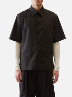 Рубашка патрик из хлопкового поплина с короткими рукавами The Row, черный