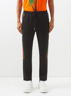 Спортивные брюки из неопрена с полосками web Gucci, черный
