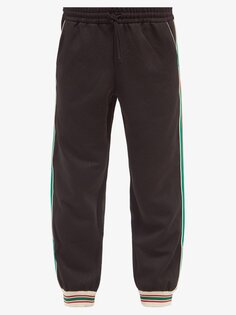 Спортивные брюки из жаккардового джерси с полосками web Gucci, черный