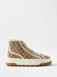 Высокие кроссовки tennis treck из парусины с логотипом gg Gucci, коричневый