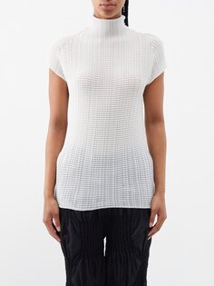 Топ wooly pleats с высоким воротником Issey Miyake, белый