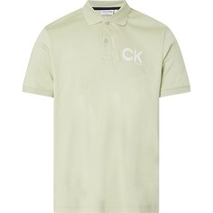 Поло с коротким рукавом Calvin Klein Striped Chest Logo, зеленый