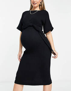 Черное платье миди в рубчик-карандаш Closet London Maternity Unknown