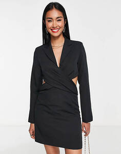 Черное льняное платье-блейзер с твист-передом Extro &amp; Vert Unknown