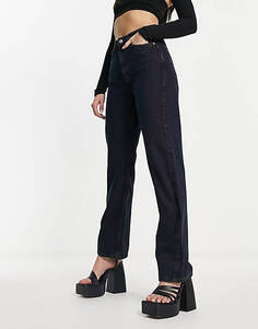 Темно-бирюзовые прямые джинсы с завышенной талией Weekday Rowe