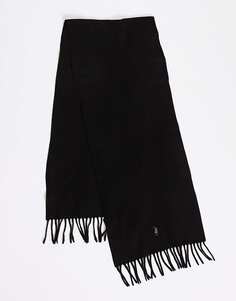Черный шерстяной шарф Polo Ralph Lauren с логотипом в виде пони