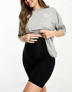 Черные базовые шорты-леггинсы из двух пар ASOS DESIGN Maternity