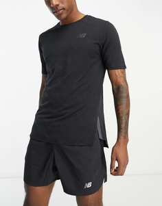 Черная жаккардовая футболка с короткими рукавами New Balance Q Speed