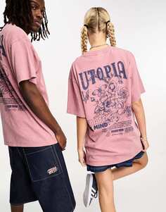 Розовая футболка унисекс с рисунком на спине Reclaimed Vintage