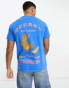 Ярко-синяя футболка с принтом River Island