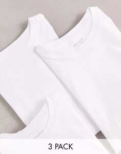 Комплект из 3 футболок стандартного кроя Pull&amp;Bear белого цвета