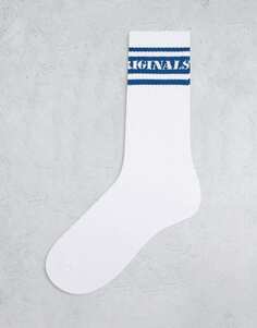 Белые носки с полосками и логотипом GUESS Originals