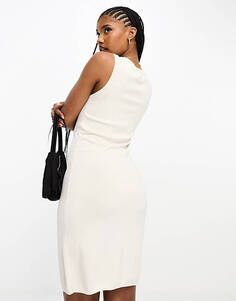 Белое платье миди тонкой вязки с текстовым логотипом Armani Exchange