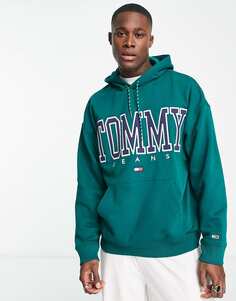 Зеленое худи с короткими рукавами и логотипом Tommy Jeans ASOS